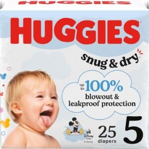 Huggies Size 5 Diapers, Snug & Dry Baby Diapers, Size 5 (27+ lbs), 25 Count, Packaging May Vary