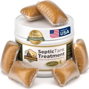 Septic Tank Treatment – 1 Year Supply of Septic Safe Dissolvable Easy Flush Live Bacteria Packets (12 Count) – Best Way to Prevent Expensive Sewage Backups – Made in USA