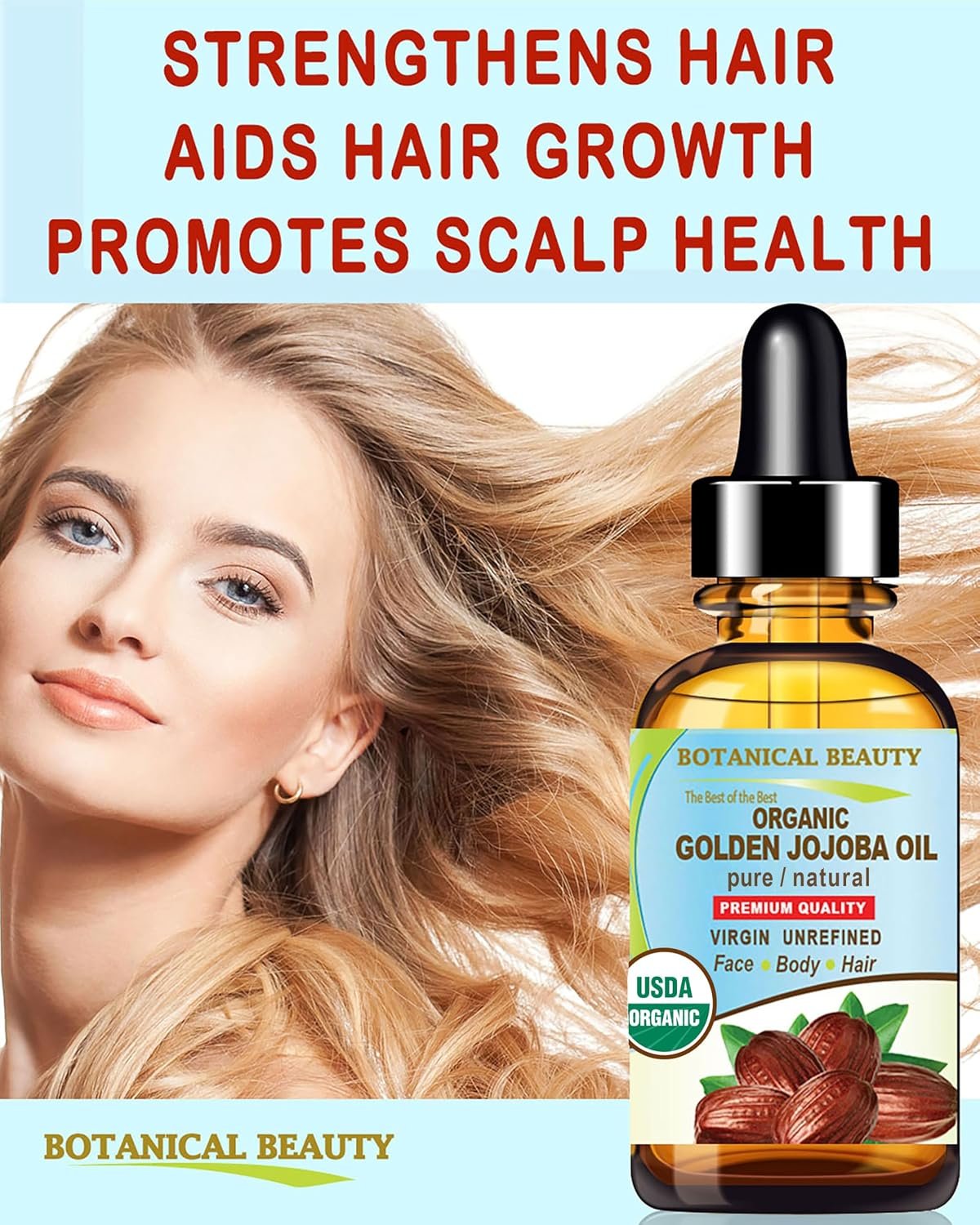 Botanical Beauty Organic JOJOBA OIL 100% Pure Natural VIRGIN UNREFINED Cold-Pressed Carrier Oil 0.5 Fl oz 15 ml for Face, Skin, Body, Hair, Lip, Nails. Rich in Vitamin E, Omega 6, Omega 9 - Image 6