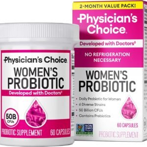 Physician’s Choice Probiotics – PH Balance, Digestive, UT, & Feminine Health – 50 Billion CFU – 6 Unique Strains for Women – Organic Prebiotics, Cranberry Extract+ – Probiotic – 60 CT
