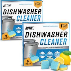 Dishwasher Cleaner Deodorizer Tablets 48 Pack – Deep Cleaning Descaler Pods Dish Washer Machine Clean, Heavy Duty & Septic Safe, Natural Limescale Remover, Hard Water, Calcium, Odor – 48 Count