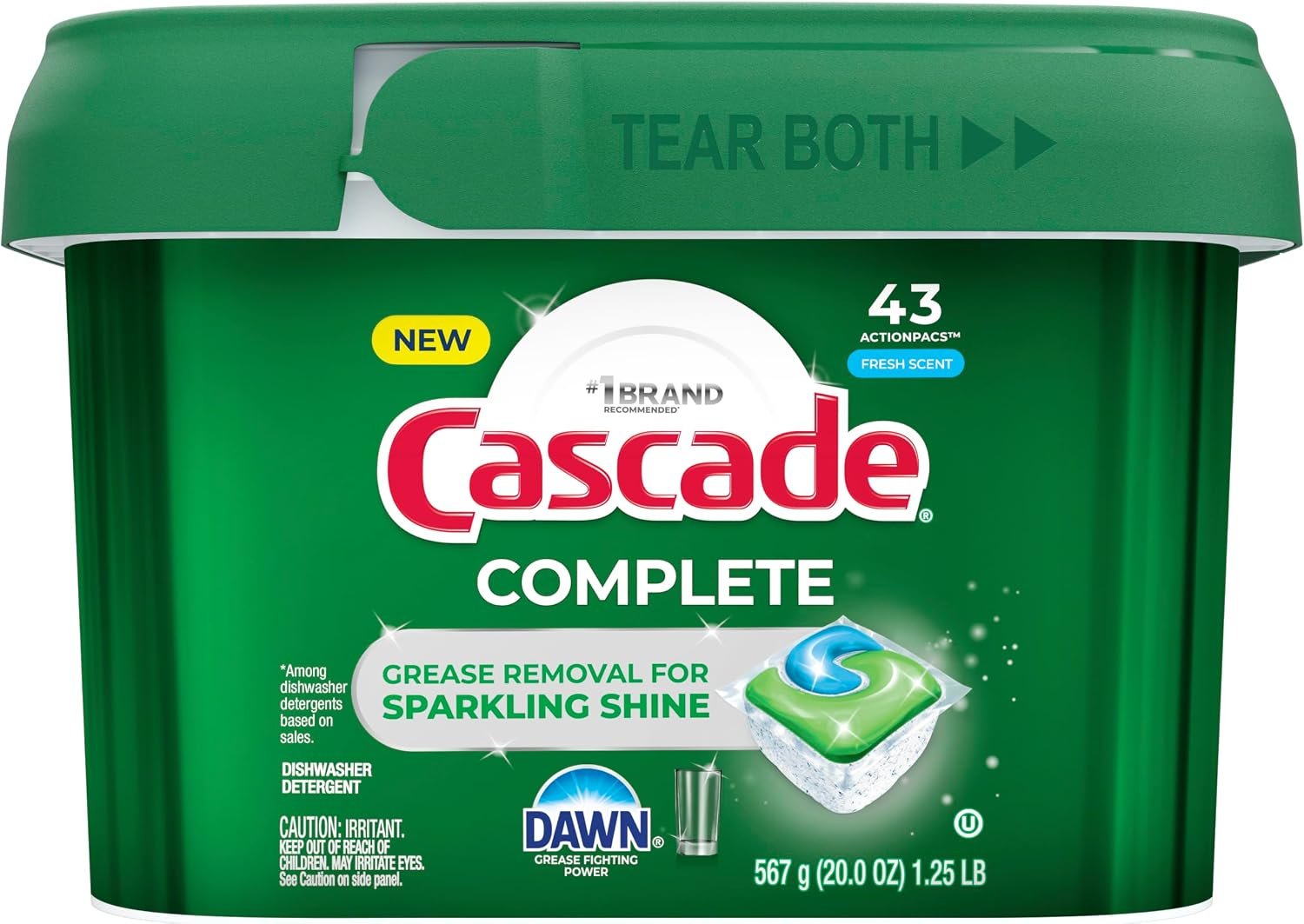 Cascade Complete Action Dishwasher Detergent Pods Fresh Scent Dishwasher Pods and Tablets, Powerful Dishwashing Detergent for Spotless Dishes, Grease-Fighting Dish Pods and Dish Tabs, 43 Count - Image 9