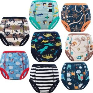 MooMoo Baby 8 Packs Potty Training Pants Cotton Absorbent Training Underwear for Toddler Boy and Girls 2T-9T