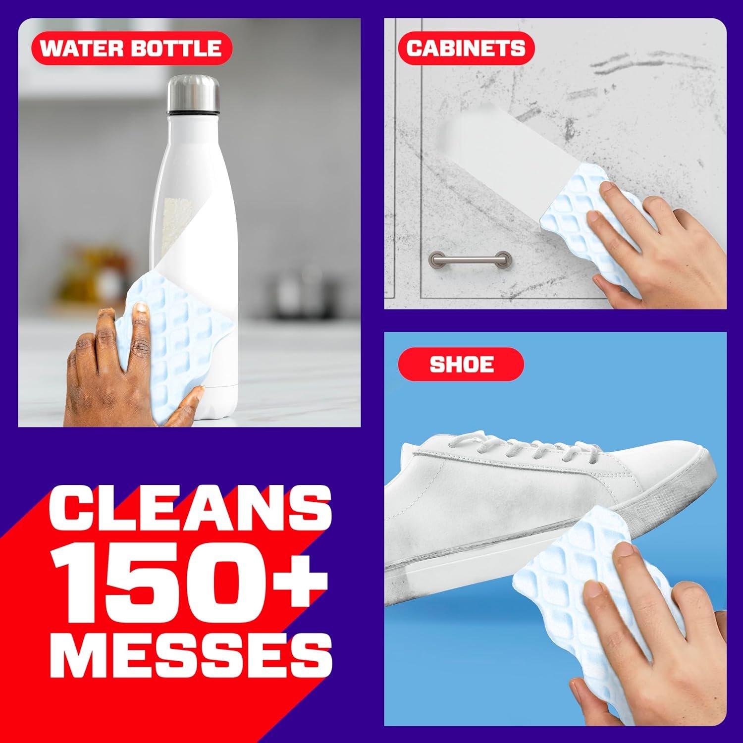 Mr. Clean Magic Eraser Sponge, All Purpose Cleaner, Cleaning Scrubber, Wall, Sneaker, Kitchen, Bathroom, Shower Cleaning Supplies, Melamine Sponge, Cleaning Pads, Whole Home Extra Durable, 12ct - Image 7