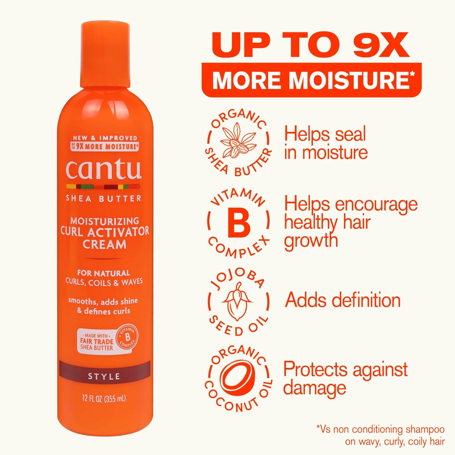 Cantu Moisturizing Curl Activator Cream for Natural Hair with Pure Shea Butter, 12 fl oz (Pack of 2) - Image 3