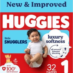 Huggies Size 1 Diapers, Little Snugglers Baby Diapers, Size 1 (8-14 lbs), 32 Count, Packaging May Vary