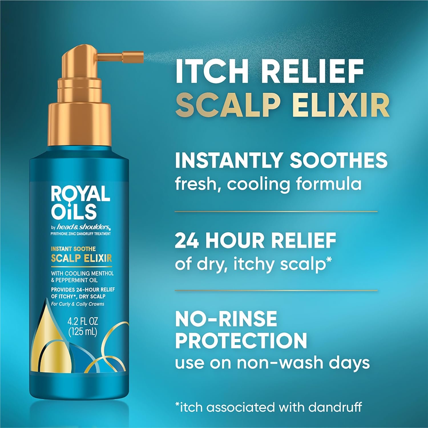 Head & Shoulders Royal Oils Scalp Elixir Treatment, Formulated with Cooling Menthol and Peppermint Oil for Instant Scalp Soothe and Hydration, 4.2 fl oz - Image 2
