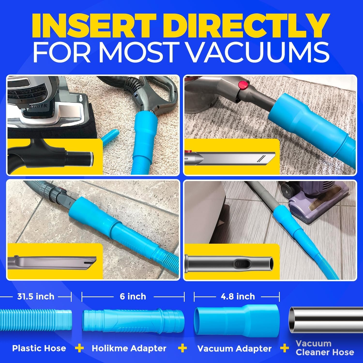 Holikme Dryer Vent Cleaner Kit Dryer Lint Vacuum Attachment Brush, Lint Remover, Dryer Vent Vacuum Hose Replacement Parts,Duct Cleaning,Blue - Image 3