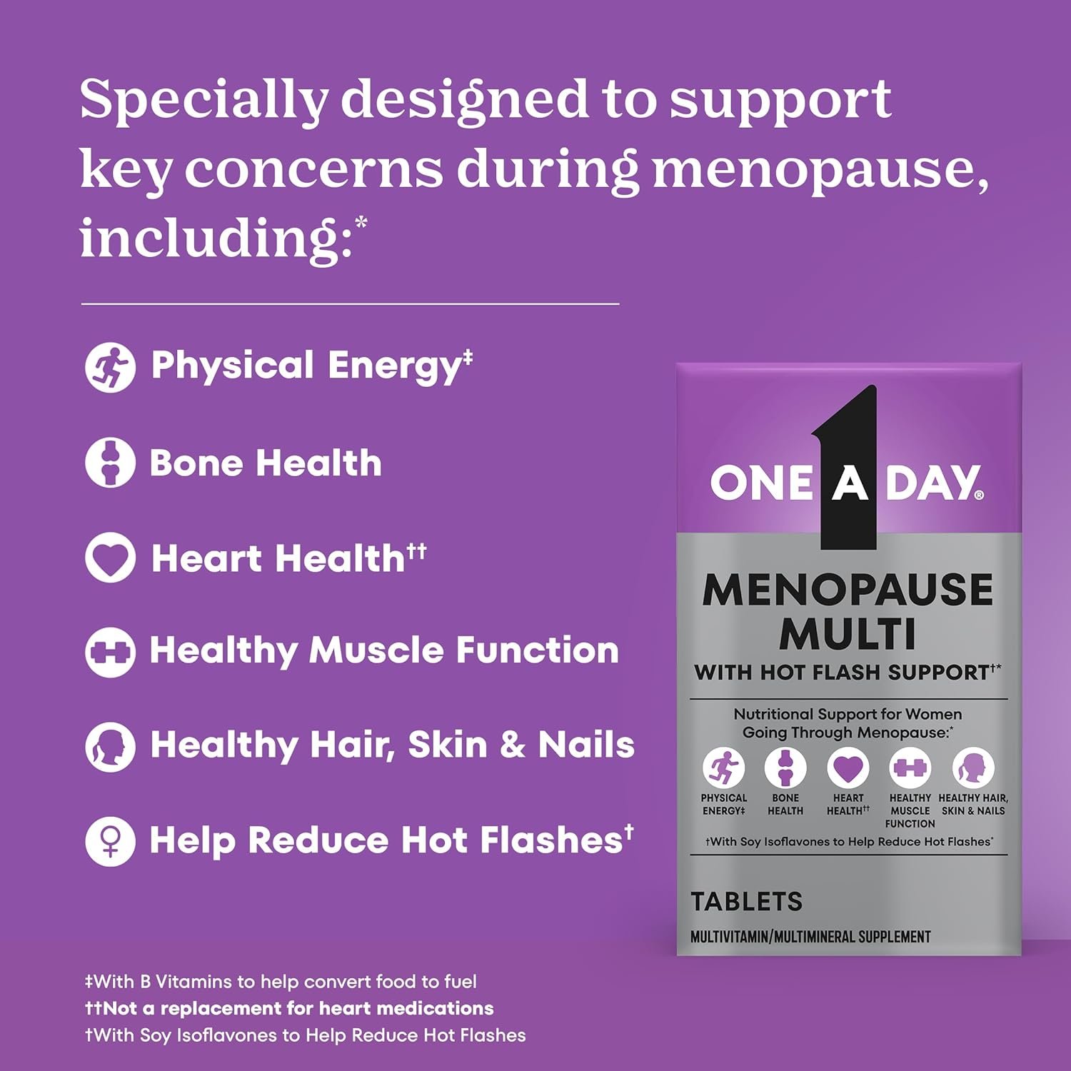 One A Day Women's Menopause Multivitamin with Vitamin A, Vitamin C, Vitamin D, Vitamin E and Zinc for Immune Health Support, Bone Health, 50 Count (New Packaging) - Image 3