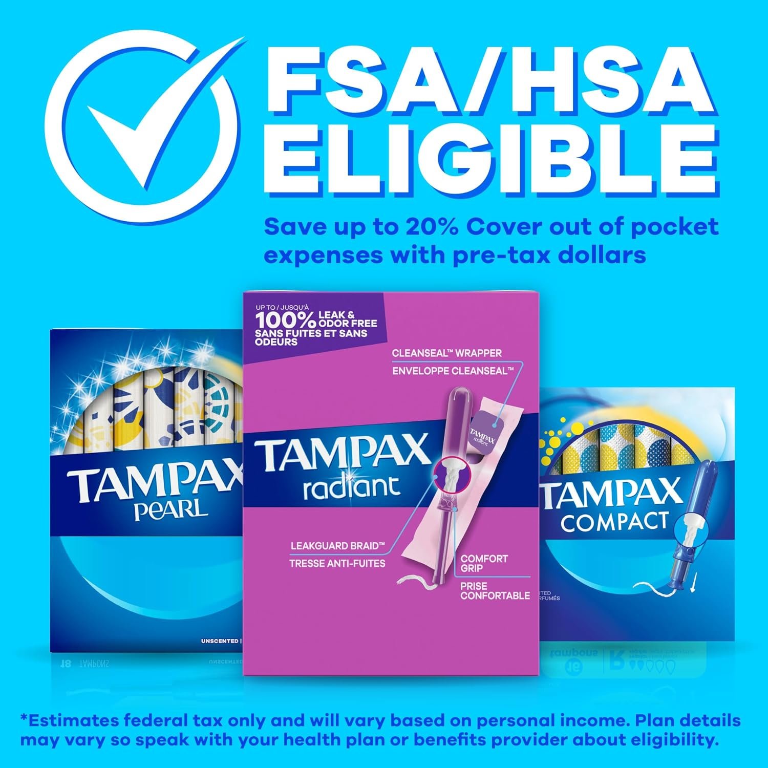 Tampax Compact Pearl Tampons for Women Multipack, with LeakGuard Braid & Extendable Applicator, Regular/Super/Super Plus Absorbency, Compact Extendable Applicator, Unscented, 45 Count - Image 14