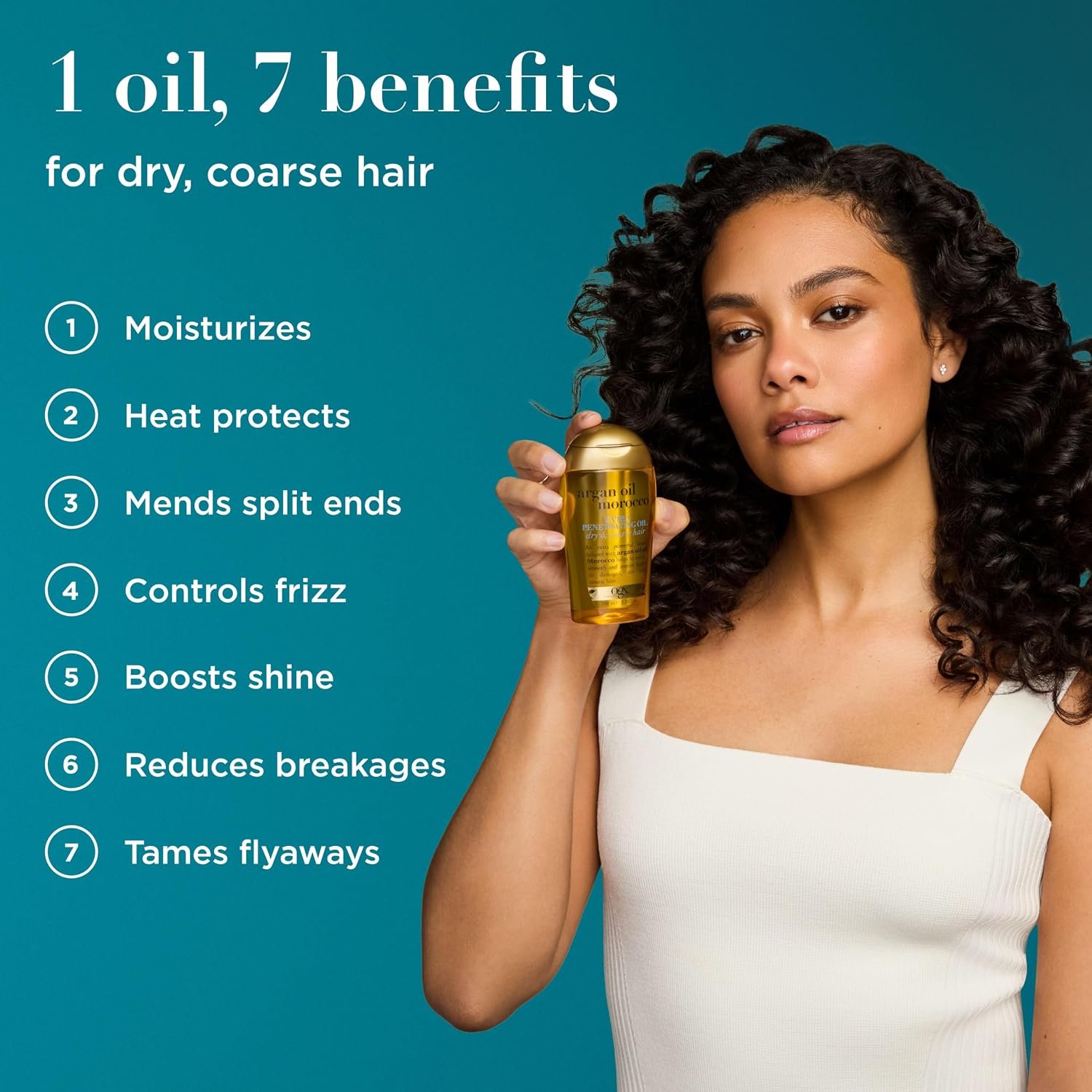 OGX Renewing + Argan Oil of Morocco Hair Oil, Extra Strength Penetrating Serum Treatment for Dry, Damaged, Frizzy, Curly & Coarse Hair, Cold-Pressed Argan Oil, Shine, 3.3 Fl Oz - Image 3