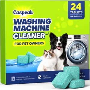 5X Power Deep Cleaning Washing Machine Cleaner Tablets, No More Odor & Pet Fur Enzyme Washing Machine Cleaning Tablets, Washer Cleaner For HE Top Front Load, Septic Safe, 24 Counts/1 Year Supply