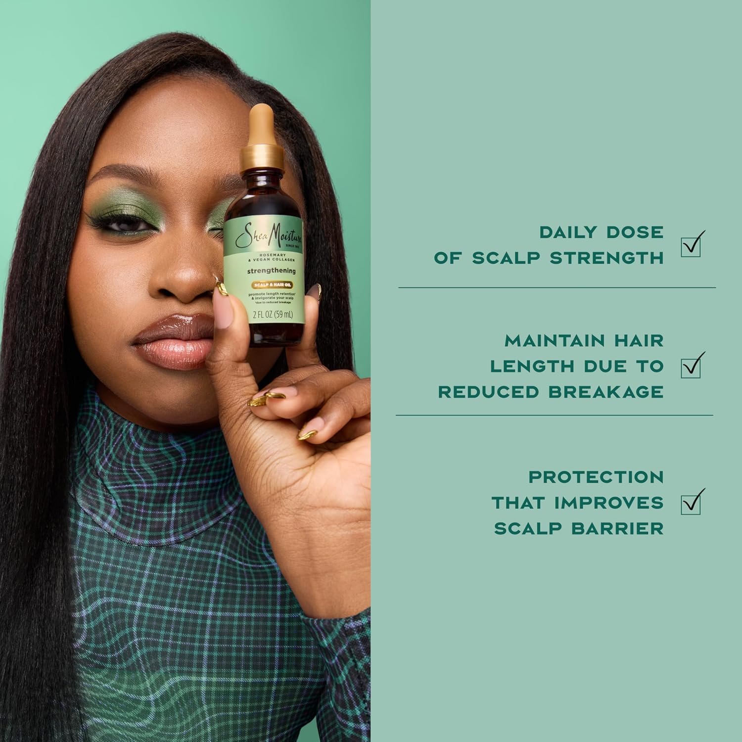 Shea Moisture Strengthening Scalp & Hair Oil Rosemary & Vegan Collagen To Protect The Scalp And Strengthen Hair With ScalpBoost Technology For A Cooling Sensation With ScalpBoost Technology 2 Fl Oz - Image 4