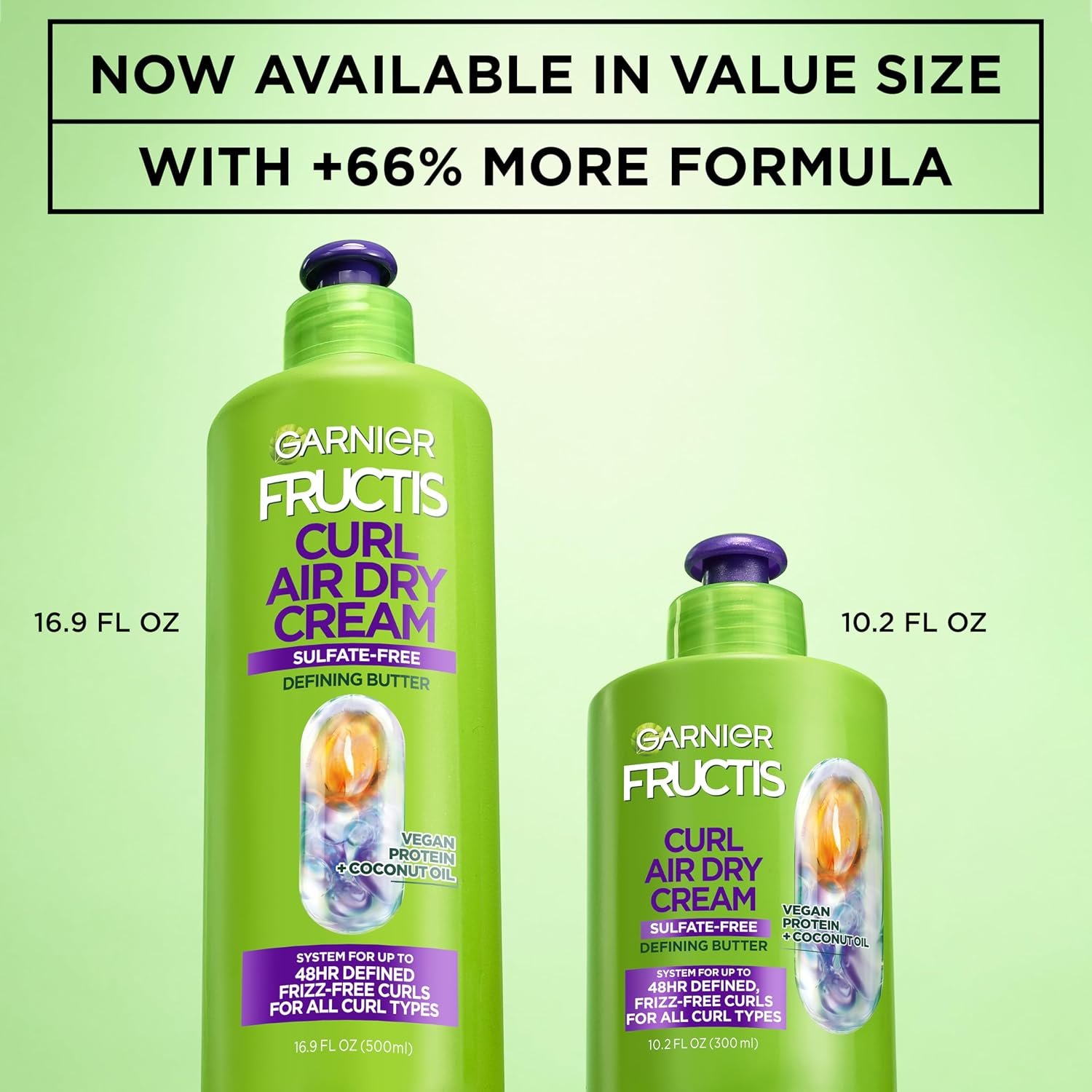 Garnier Fructis Curl Nourish Air Dry Cream XL Leave In Conditioner, Sulfate-Free Curl Defining Cream For Moisture and Frizz Control Waves, Curls, and Coils, Value Size, 16.9 Fl Oz - Image 3