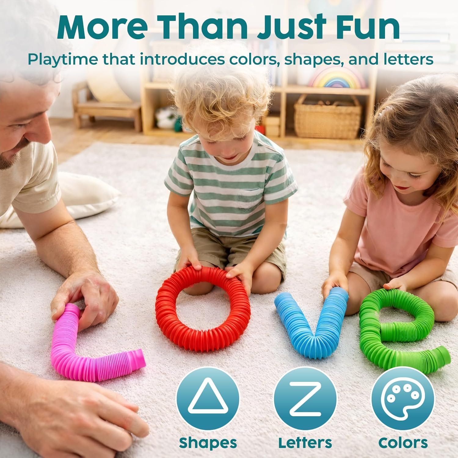 BUNMO Pop Tubes - Sensory Toys - Fidget Toys - Imaginative Play & Stimulating Creative Learning - Hours of Fun for Kids - Tons of Ways to Play - Non-Mouthable Toy 3+ - 4 Pack Large - Image 5