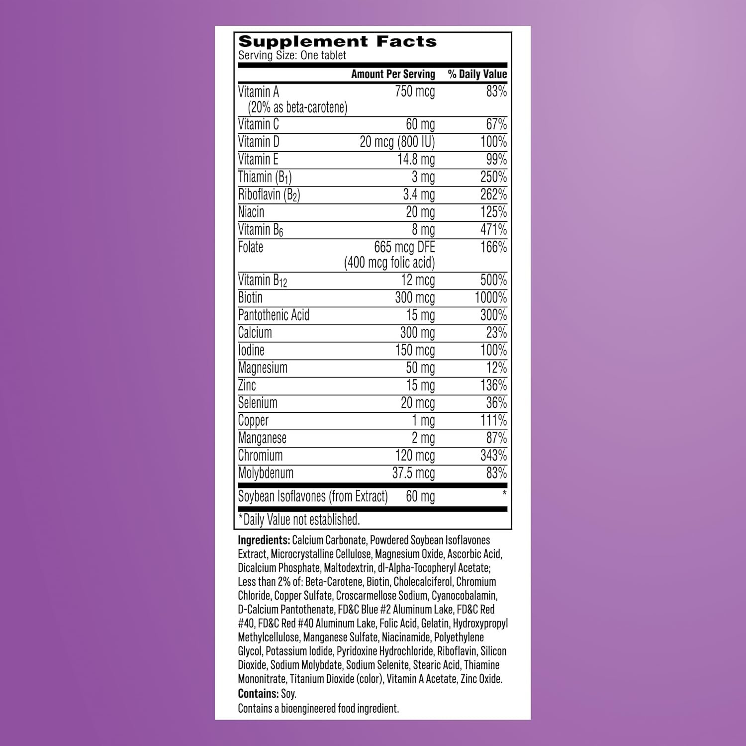 One A Day Women's Menopause Multivitamin with Vitamin A, Vitamin C, Vitamin D, Vitamin E and Zinc for Immune Health Support, Bone Health, 50 Count (New Packaging) - Image 9