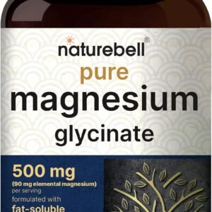 Naturebell Pure Magnesium Glycinate 500mg, 240 Veggie Capsules | 100% Chelated & Purified – 3rd Party Tested, Vegan Friendly, Non-GMO, Filler Free
