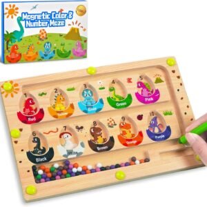 Busy Board Travel toys for Toddlers Kids, Montessori Toys Magnetic Color and Number Maze Puzzle, Dinosaur Bead Mazes Toys for Fine Motor Skills,Airplane Car Travel Activities Essential (Small)