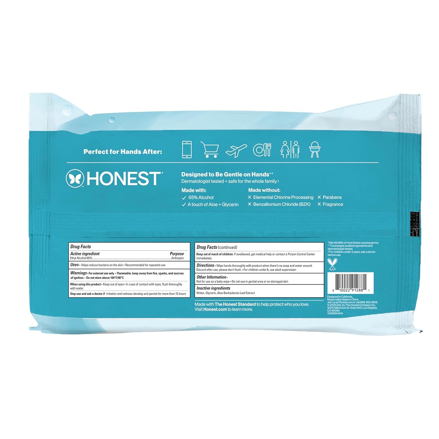 The Honest Company Fragrance-Free Sanitizing Alcohol Wipes, Antibacterial with Aloe, Kills 99% of Germs, 150 Count - Image 12