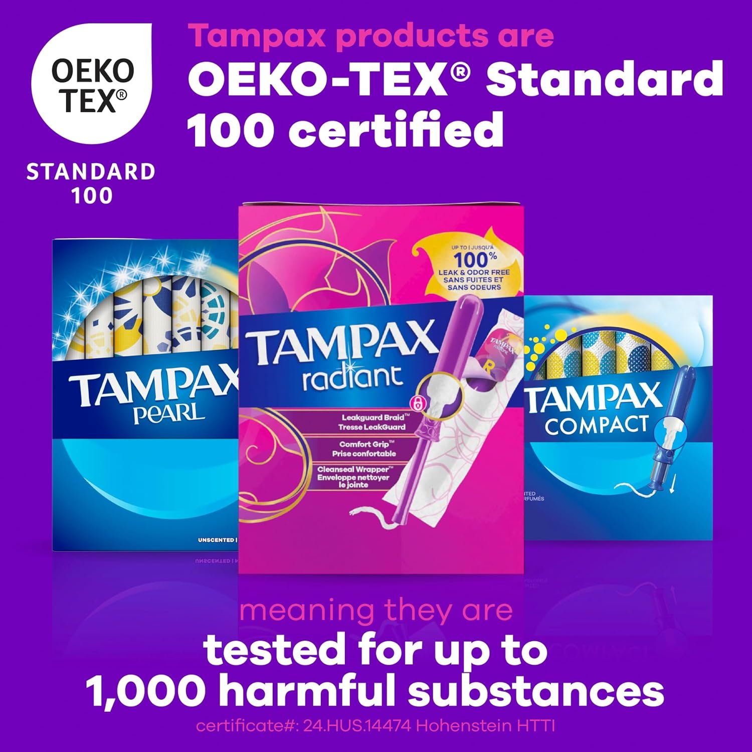 Tampax Radiant Tampons for Women Multipack, with LeakGuard Braid, Regular/Super Absorbency, Unscented, 84 Count (3 Packs of 28), Packaging May Vary - Image 8