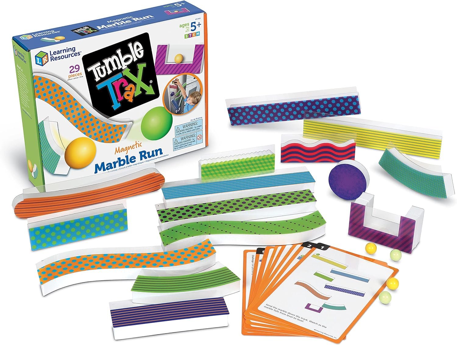 Learning Resources Tumble Trax Magnetic Marble Run - STEM Toys, Marble Runs for Kids 4-8, Marbles for Kids, Gravity Maze, Marbles Game, Ball Maze Toy, STEM Magnetic Track Toy