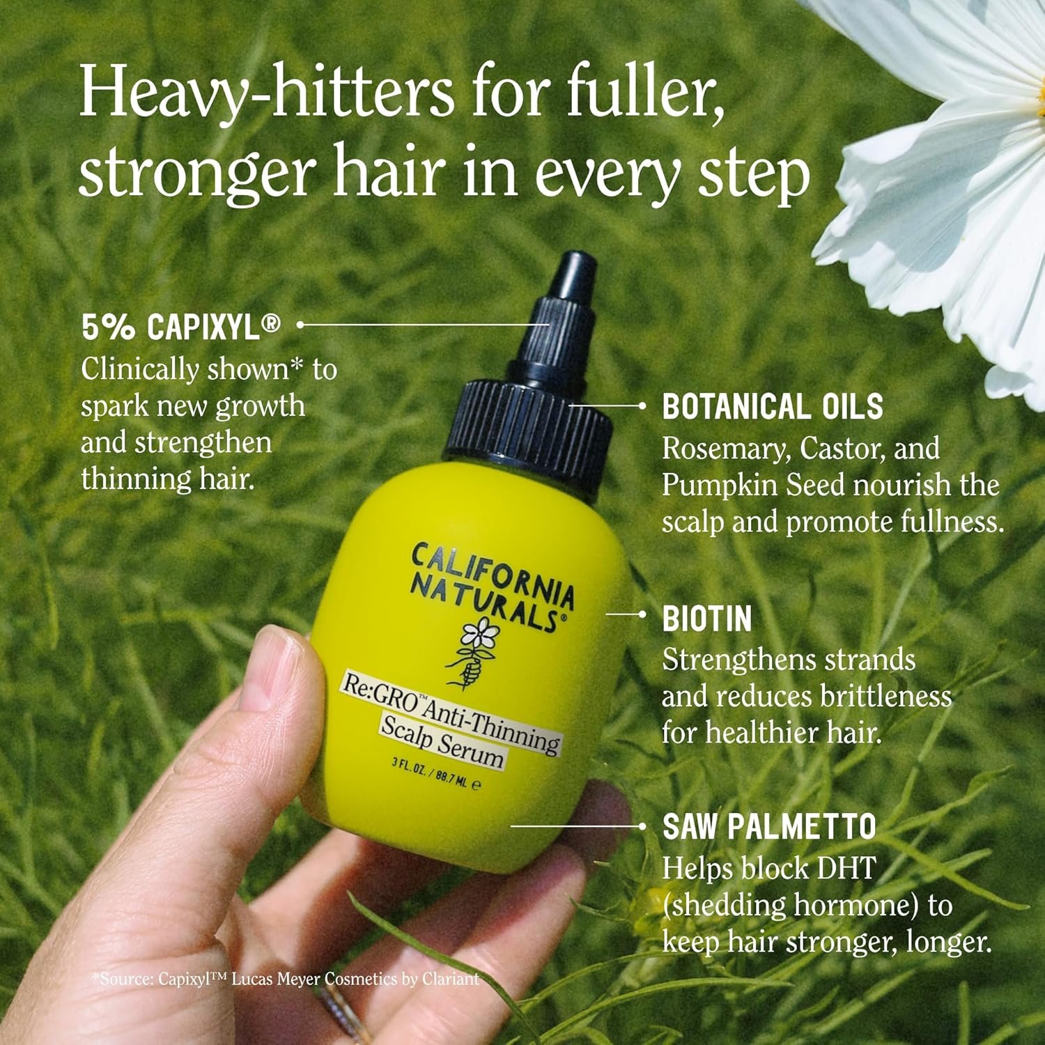 California Naturals Women's Re:GRO Anti-Thinning Scalp Serum, 5% Capixyl with Biotin, Caffeine & Castor and Rosemary Oil, Non-Sticky Cooling Formula, Vegan & Cruelty Free, 3oz - Image 5