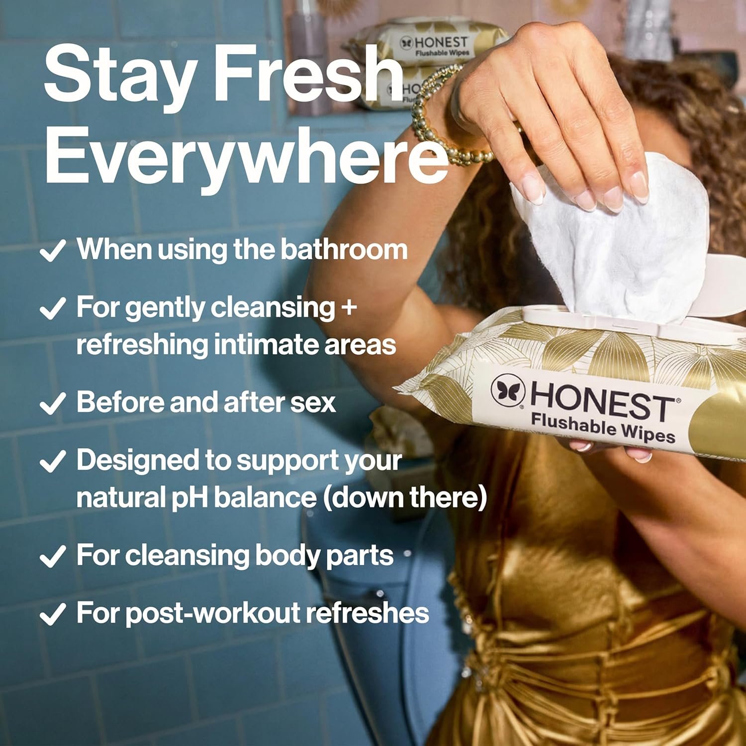 The Honest Company Flushable Wipes for Sensitive Skin, Hypoallergenic, Fragrance-Free, Gilded Wings Design, 126 Count - Image 5
