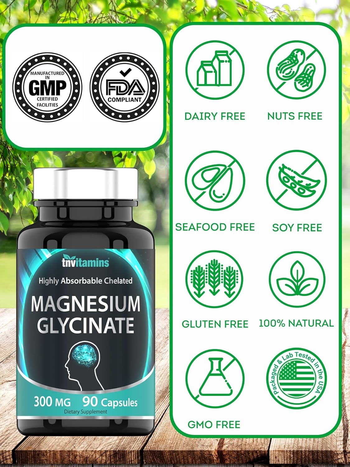tnvitamins Magnesium Glycinate 300mg, 90 Capsules | High Absorption Chelated Magnesium for Sleep, Calm & Muscle Support* | Non-GMO, Gentle, Non-Laxative | TNVitamins - Image 5