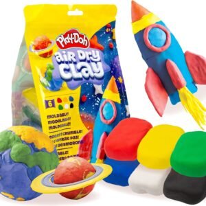 Play-Doh Brand Air Dry Clay, 6 Vibrant Clay Colors, Soft & Ultra Light Modeling Clay for Kids, Moldable, Paintable, Crumble-Free