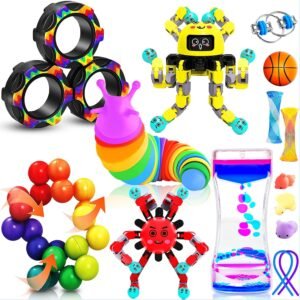 15Pack Fidget Toys Bulk for Adult Kids Age 5-7, 8-12, Sensory Autism Travel Must Have ADHD Autistic Figette Classroom Treasure Prize Box School Must Have Stress Anxiety Easter Basket Stuffers Gifts