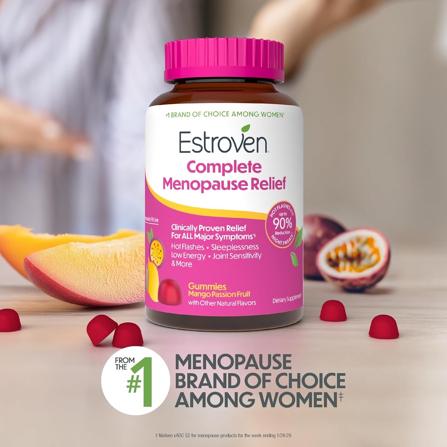 Estroven® Complete Menopause Relief Gummies for Women Mango Passionfruit Flavor, 30 Count, Hormone Free and Drug Free Daily Supplement for Hot Flashes and Night Sweats - Image 6