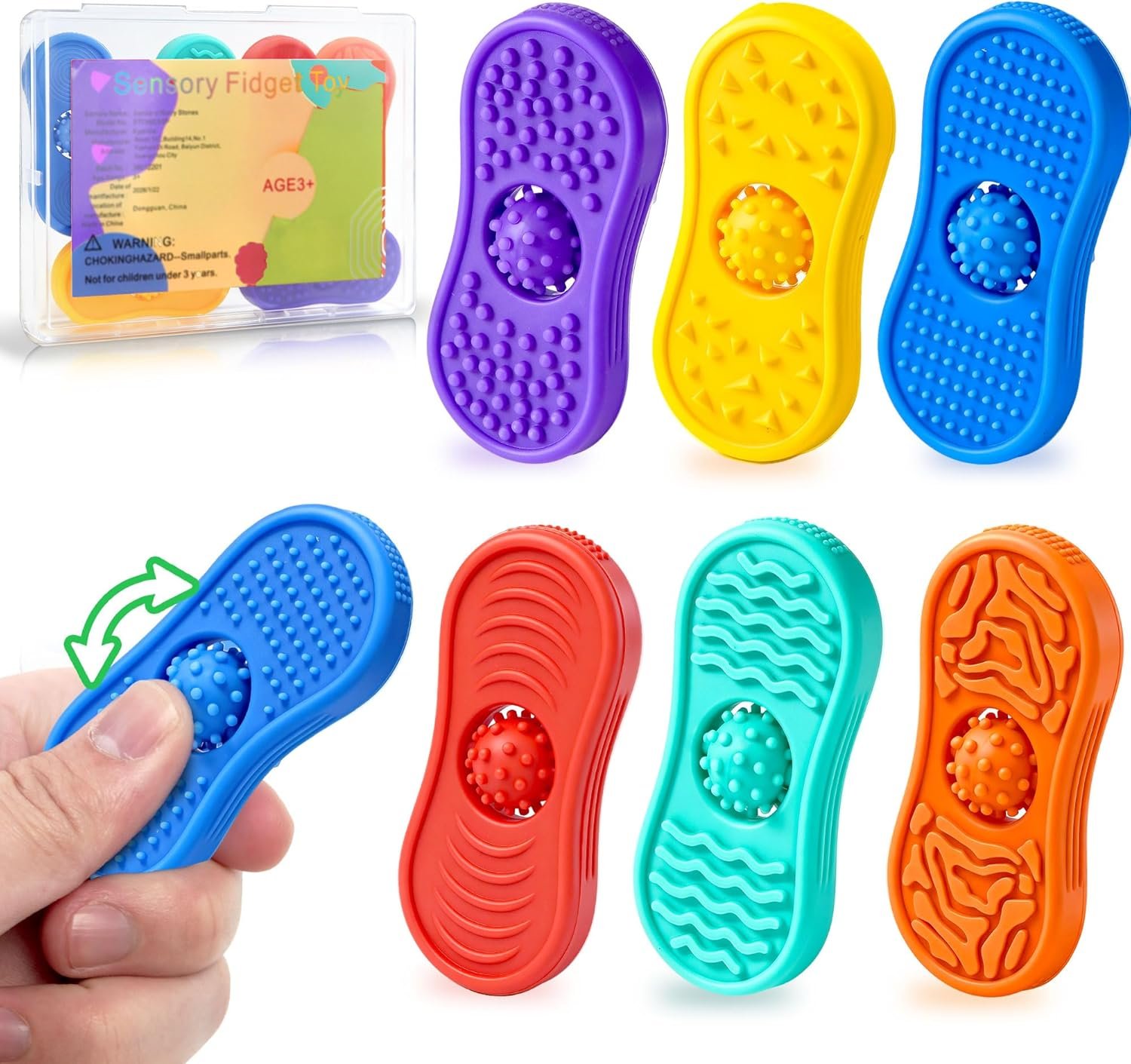 Sensory Fidget Toys For Kids 6 Pack Silicone Worry Stones for Autism & ADHD Calming Down Quiet Figette Classroom Must Have Stress Toys for Anxiety Relief Office Desk Toy Set Easter Basket Stuffer Gift