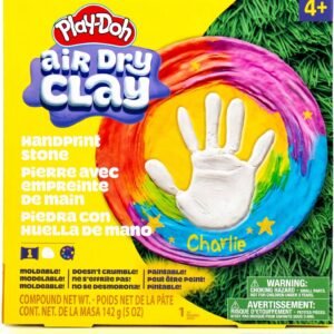 Play-Doh Air Dry Clay Handprint Stone, Includes Reusable Mold, 5 Acrylic Paints, & 5 oz. of Paintable White Clay, Kids Craft Kit, Crafts for Kids Ages 4-8, Art Supplies for Craftrooms and Classrooms