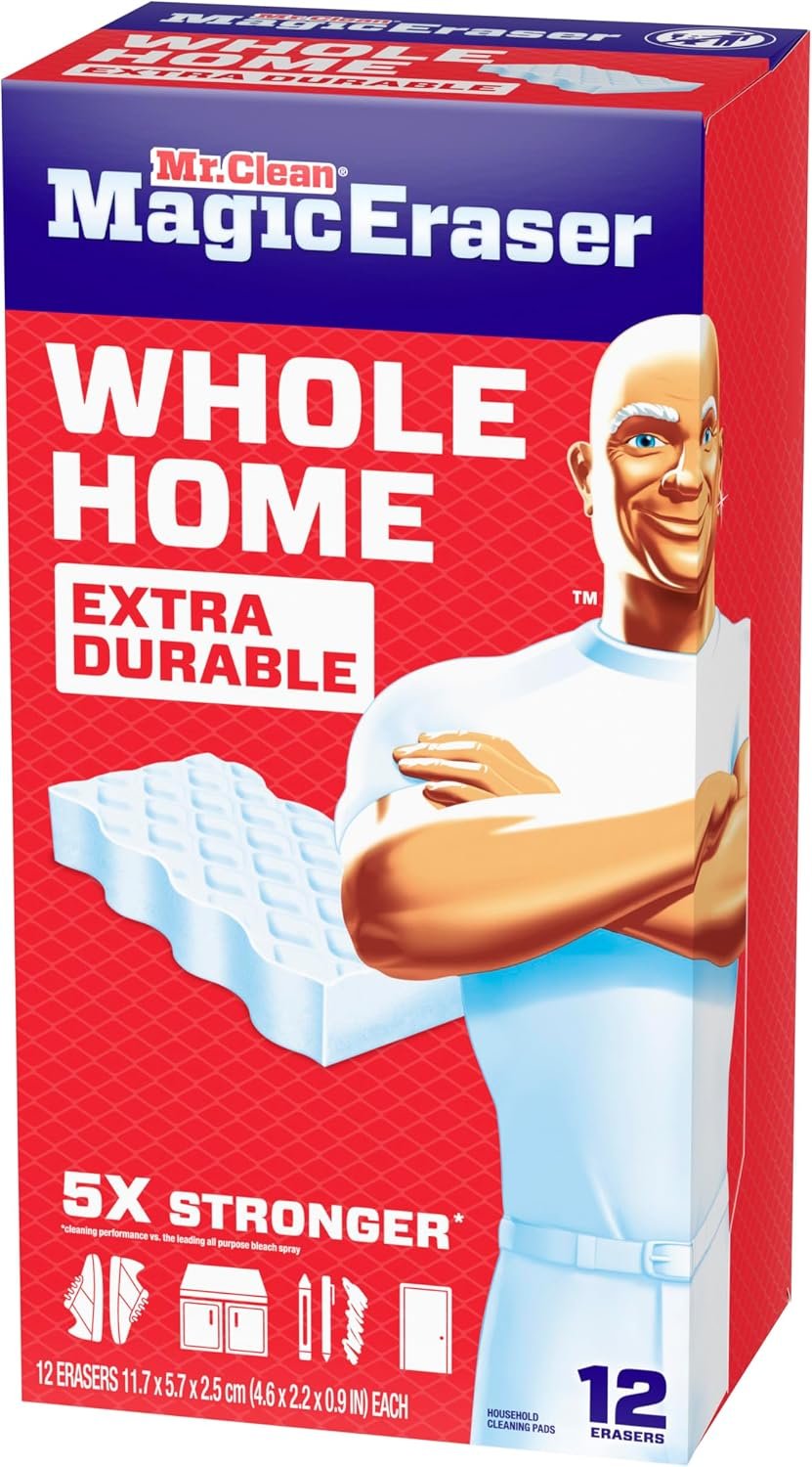 Mr. Clean Magic Eraser Sponge, All Purpose Cleaner, Cleaning Scrubber, Wall, Sneaker, Kitchen, Bathroom, Shower Cleaning Supplies, Melamine Sponge, Cleaning Pads, Whole Home Extra Durable, 12ct - Image 12