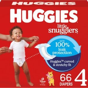 Huggies Size 4 Diapers, Little Snugglers Baby Diapers, Size 4 (22-37 lbs), 66 Count, Packaging May Vary
