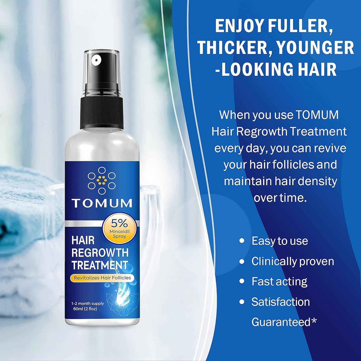Minoxidil for Men and Women Hair Growth: 5% Minoxidil Topical Spray Hair Regrowth Treatment Stop Hair Thinning and Hair Loss For Stronger Thicker Longer Hair 60ml 2 Pack - Image 5