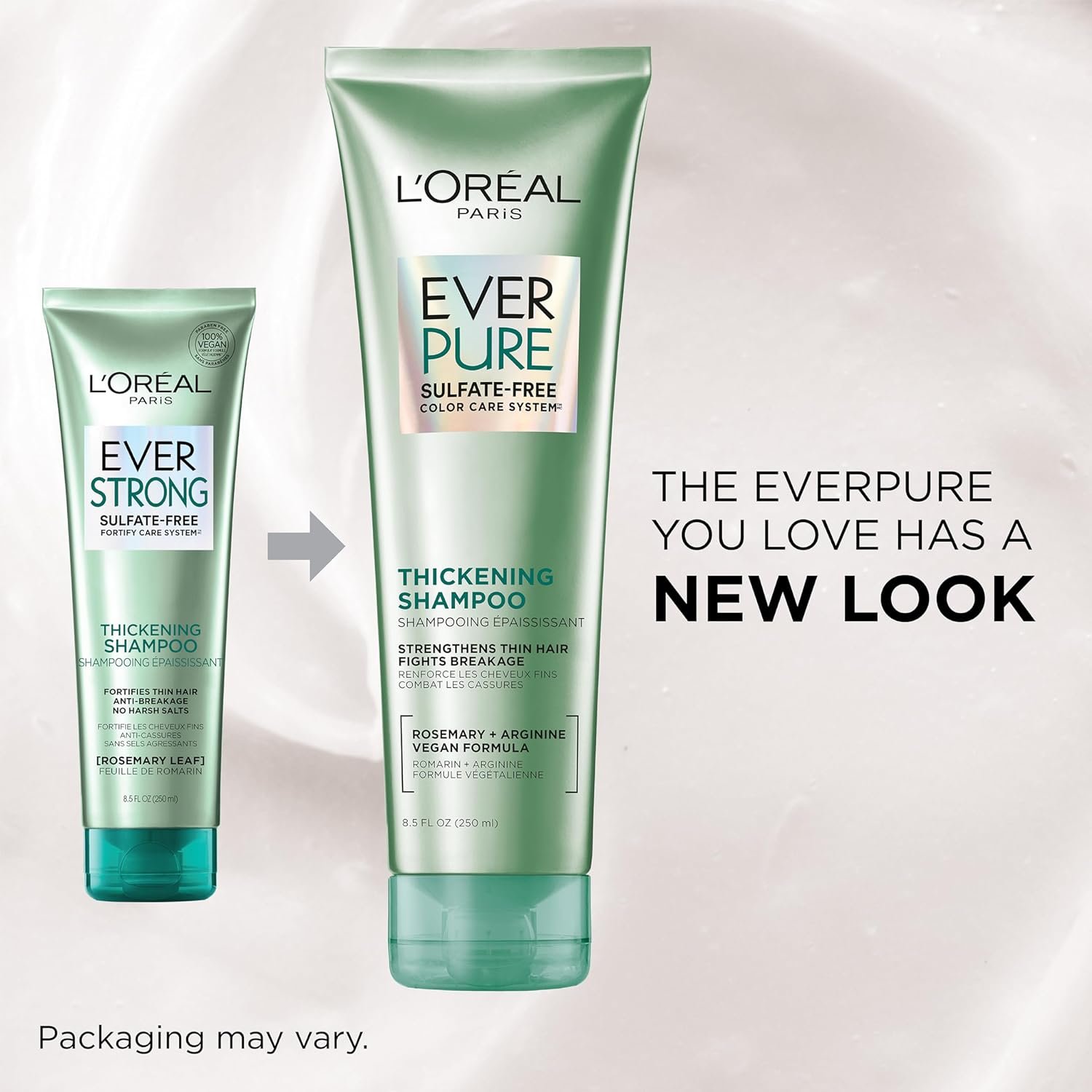 L'Oreal Paris Thickening Sulfate Free Shampoo, Thickens + Strengthens Thin, Fragile Hair, Hair Care with Rosemary Leaf, EverPure, 8.5 Fl Oz (Packaging May Vary) - Image 3