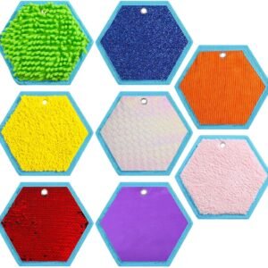 Boao 8 Set Mini Sensory Mats Assorted Textured Play Mats Sensory Floor Tiles Educational Tactile Toys for Activity(7.1 Inch,Hexagon)