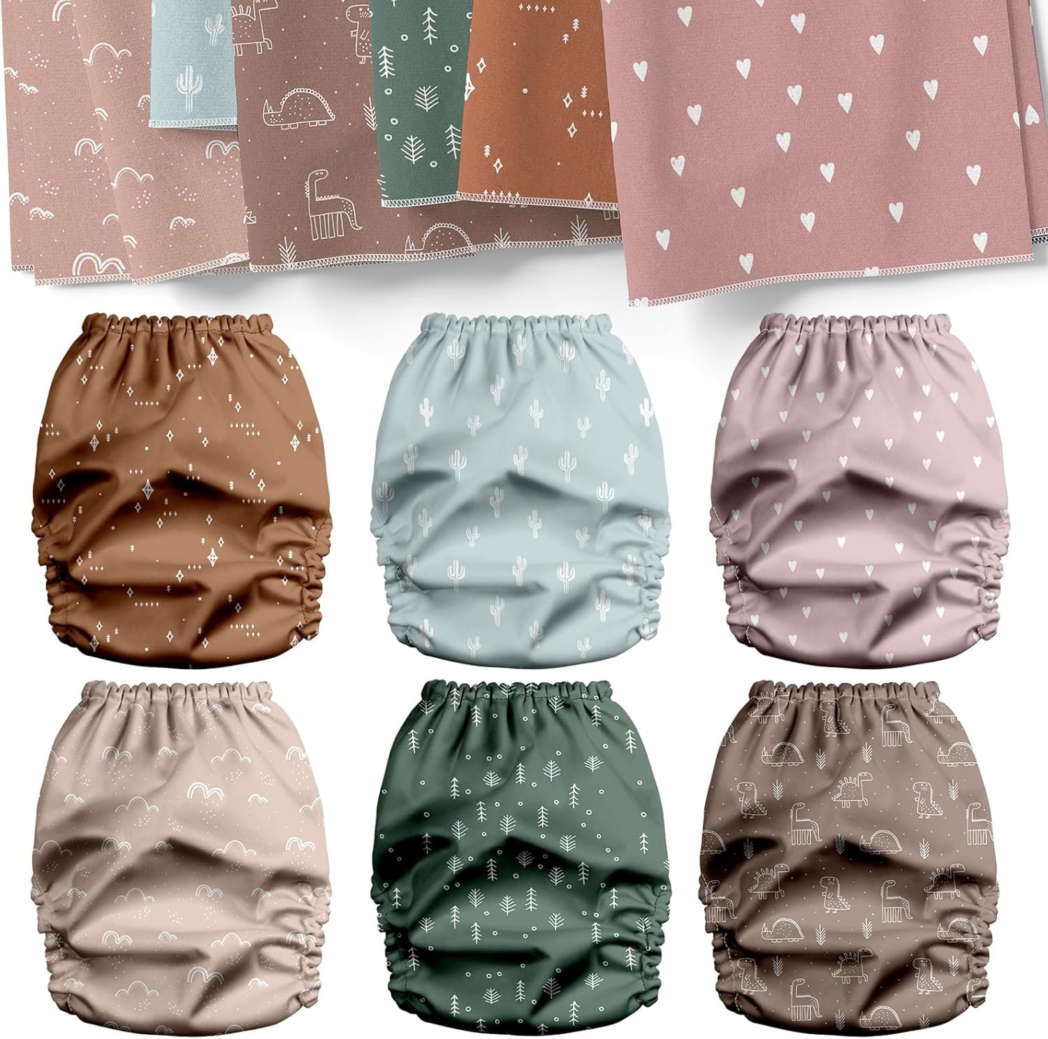 Mama Koala 3.0 Pocket Cloth Diapers for Babies with AWJ Lining, 6 Pack with 6 4-Layer Natural Cloth Diaper Inserts - Reusable and Washable Pocket Diapers(Simply Neutrals) - Image 2