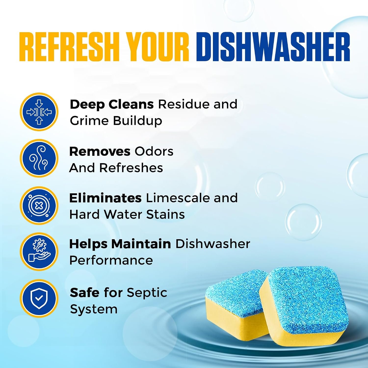 Dishwasher Cleaner Tablets - 24 Tablets (1-Year Supply) Lemon-Scented, Heavy Duty Cleaning Descaler Pods for Dish Washer, Deep Cleans & Maintains Your Dishwashing Machine for Optimal Performance - Image 5
