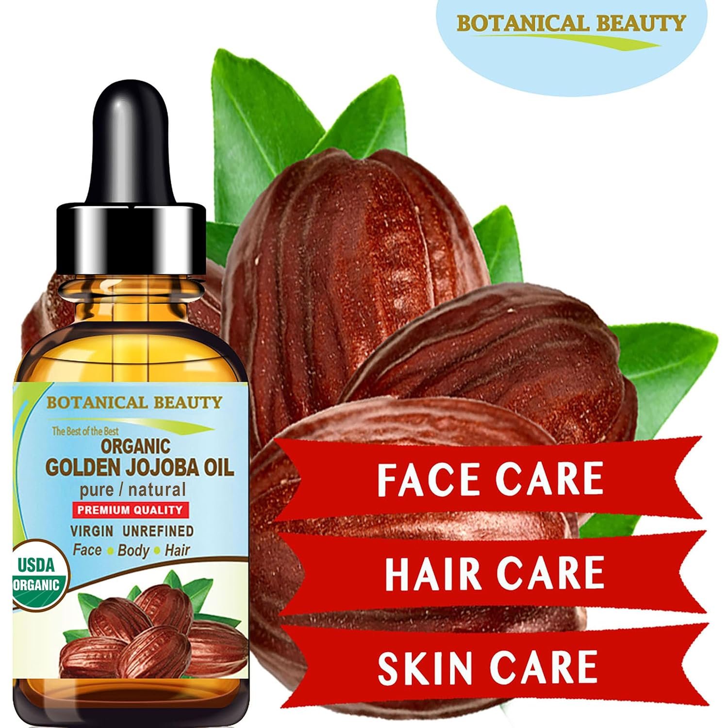 Botanical Beauty Organic JOJOBA OIL 100% Pure Natural VIRGIN UNREFINED Cold-Pressed Carrier Oil 0.5 Fl oz 15 ml for Face, Skin, Body, Hair, Lip, Nails. Rich in Vitamin E, Omega 6, Omega 9 - Image 3
