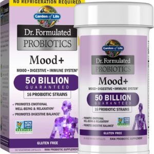 Garden of Life Dr. Formulated Probiotics Mood+ – 50 Billion CFU – Supports Relaxation & Digestive Health – Shelf Stable – 60 Vegetarian Capsules