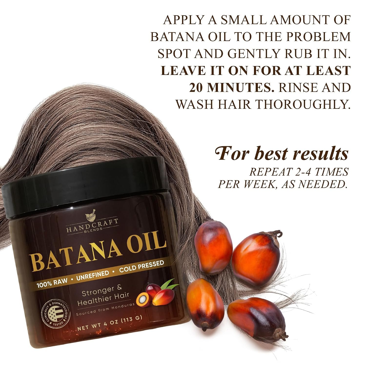 Handcraft Blends Raw Batana Oil for Hair Growth – 4 oz – 100% Pure and Natural – Unrefined Batana Hair Mask for Dry Damaged Hairs – Cold Pressed and Hexane Free - Image 7