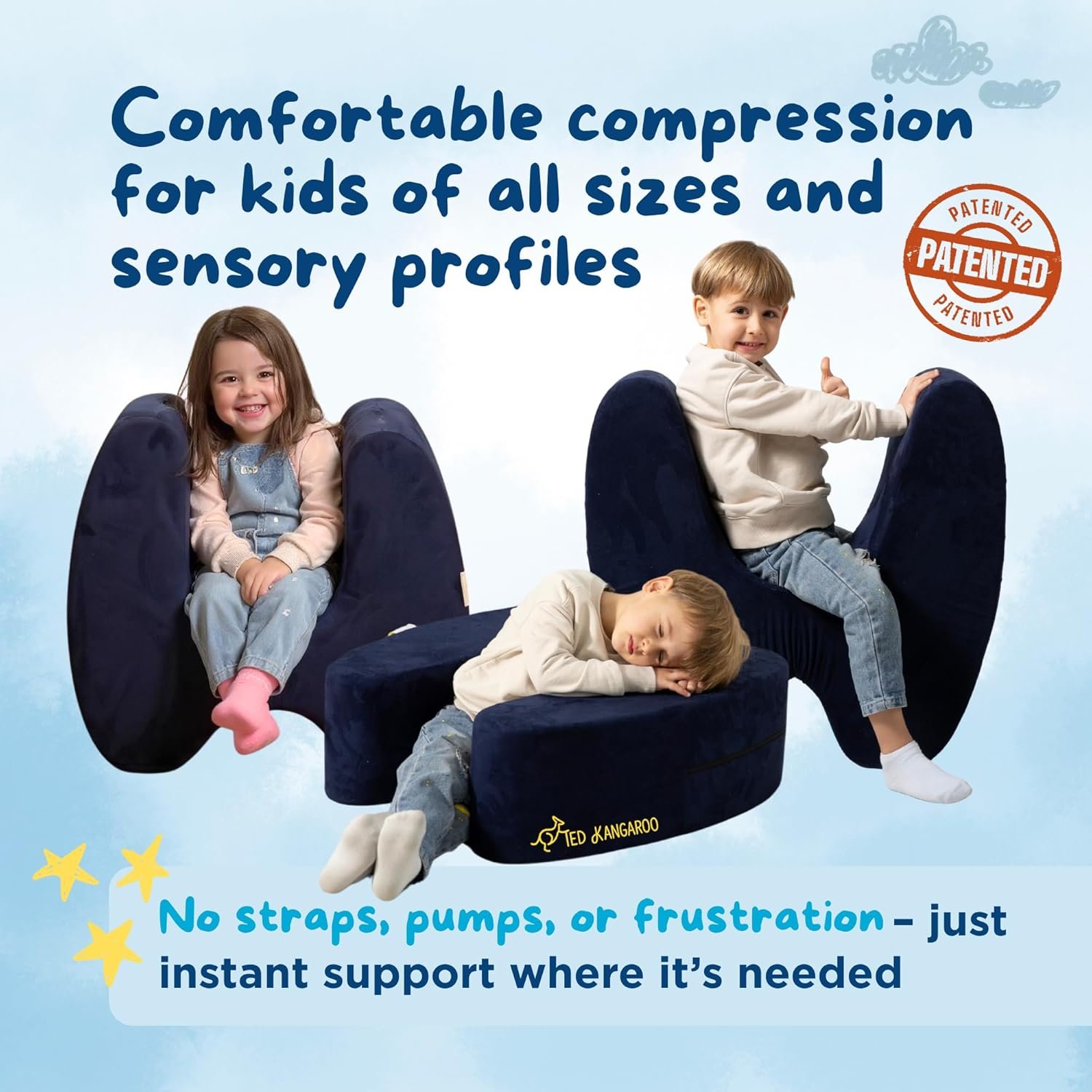 TED KANGAROO Sensory Soft Squeeze Seat – Calming Compression Chair for Kids with Sensory Needs, Washable Cover, Rocking Design - Image 6