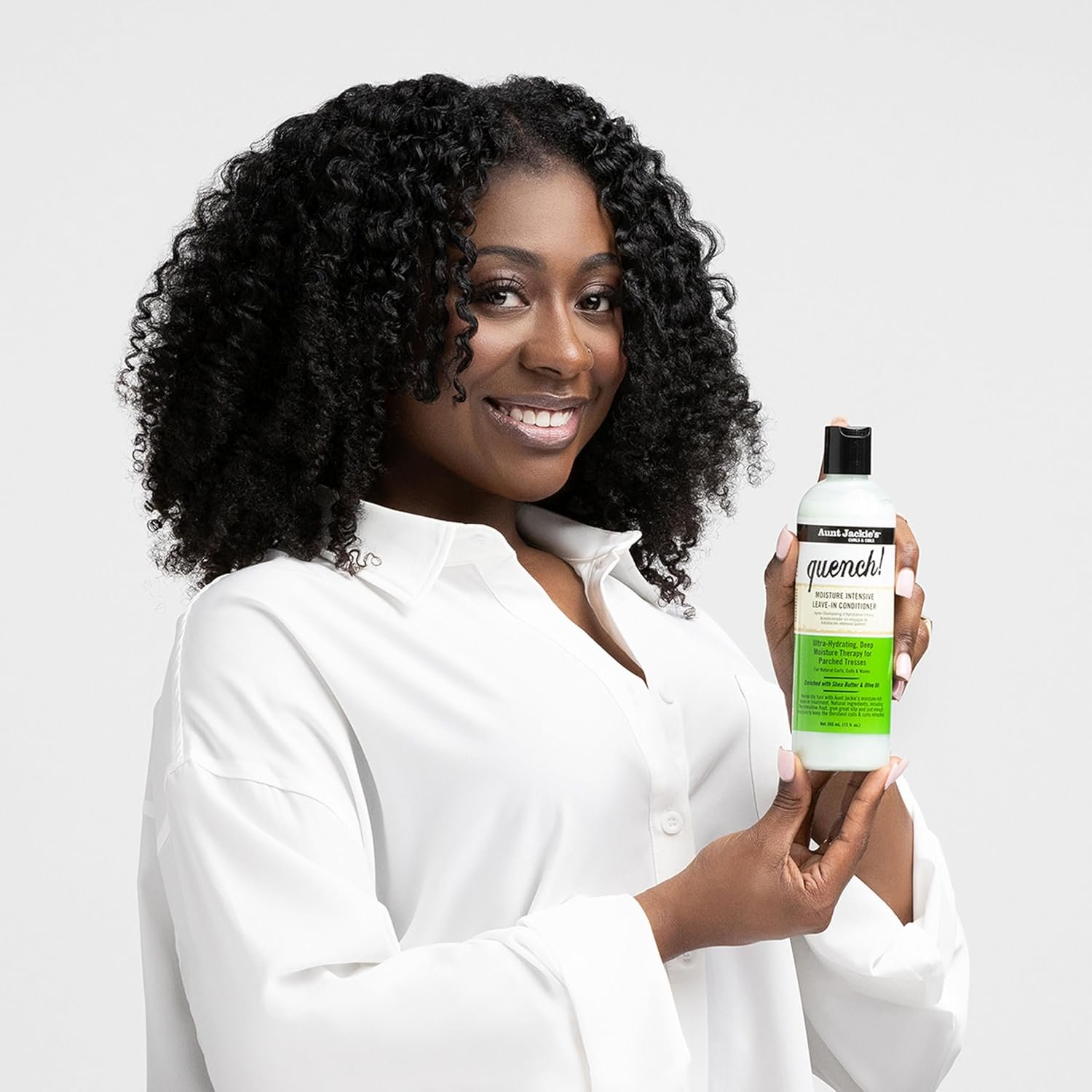 Aunt Jackie's Curls and Coils Quench Moisture Intensive Leave-In Hair Conditioner for Natural Curls, Coils and Waves, Enriched with Shea Butter, 12 oz - Image 5