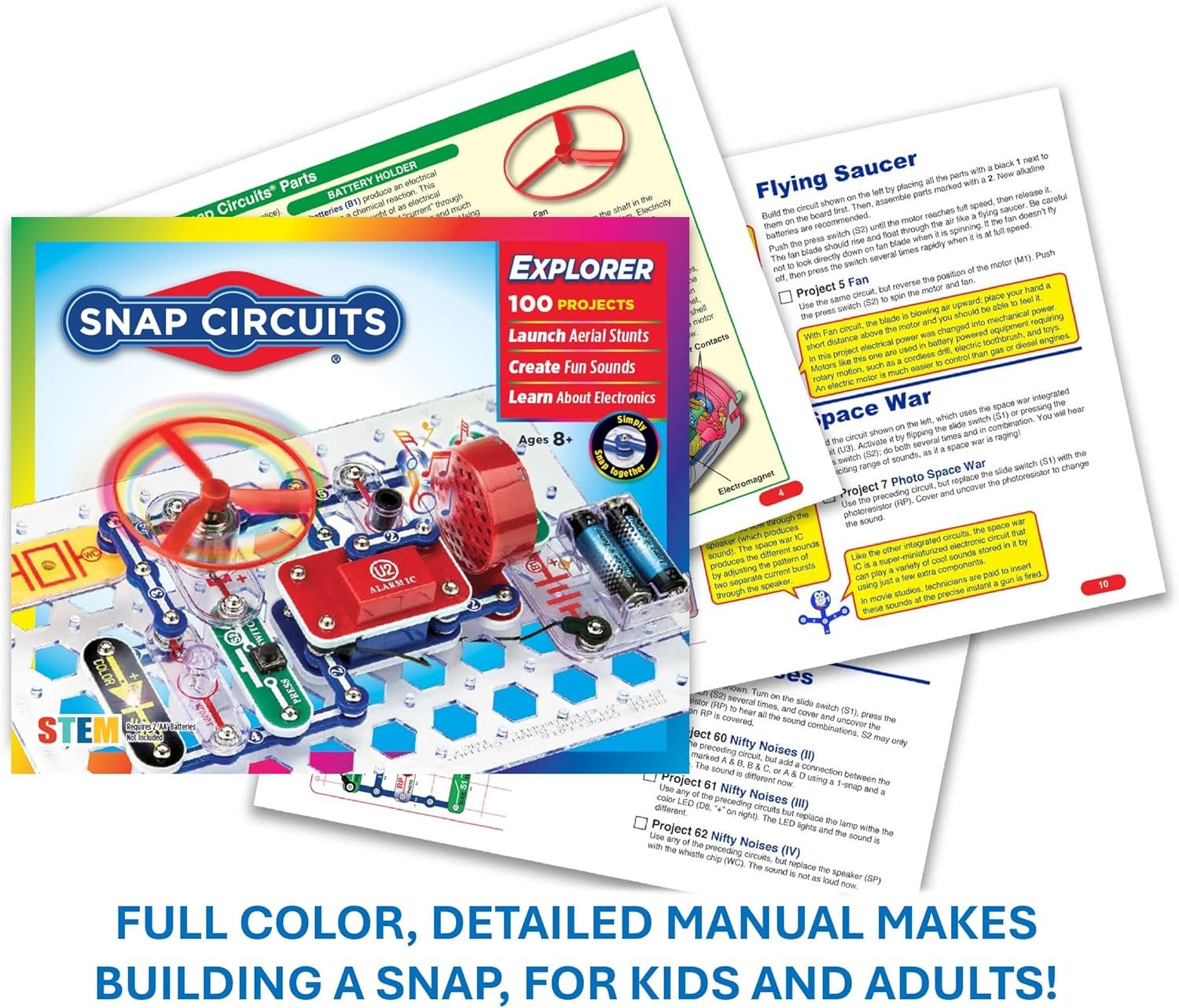 Snap Circuits Jr. SC-100 Electronics Exploration Kit, Over 100 Projects, Full Color Project Manual, 28 Parts, STEM Educational Toy for Kids 8 + - Image 5