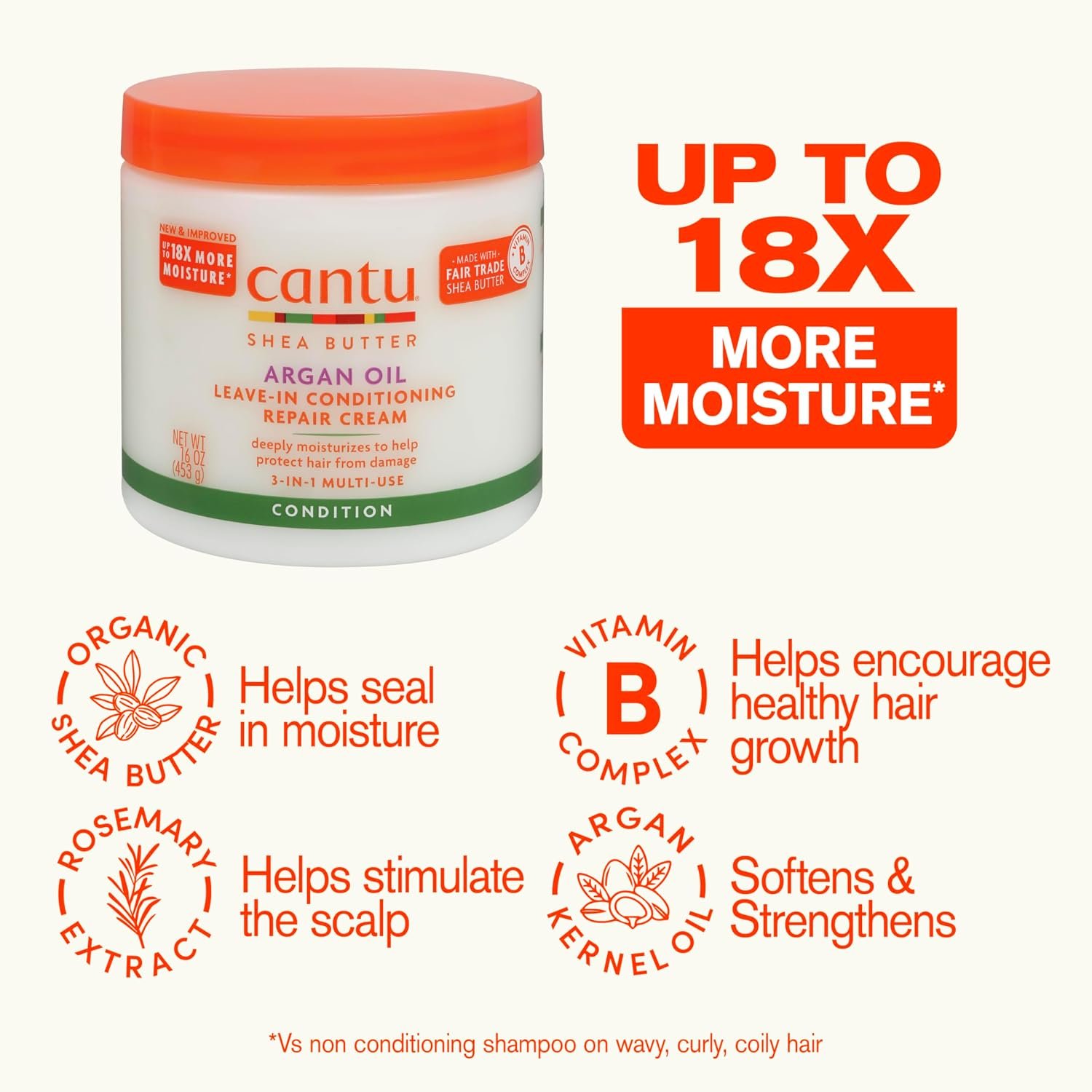 Cantu Argan Oil Leave in Conditioning Repair Cream, 16 Ounce - Image 4