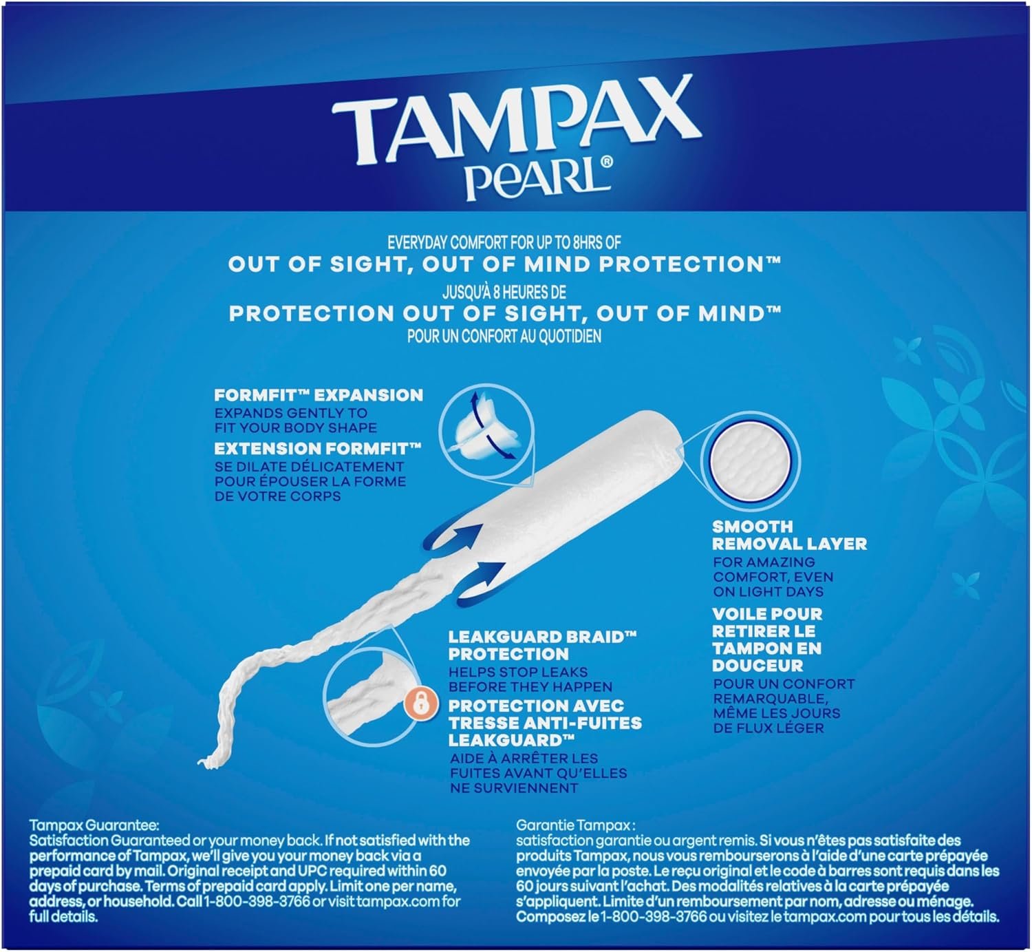 Tampax Pearl Tampons for Women Multipack, with LeakGuard Braid, Regular/Super/Super Plus Absorbency, Unscented, 47 Count - Image 10