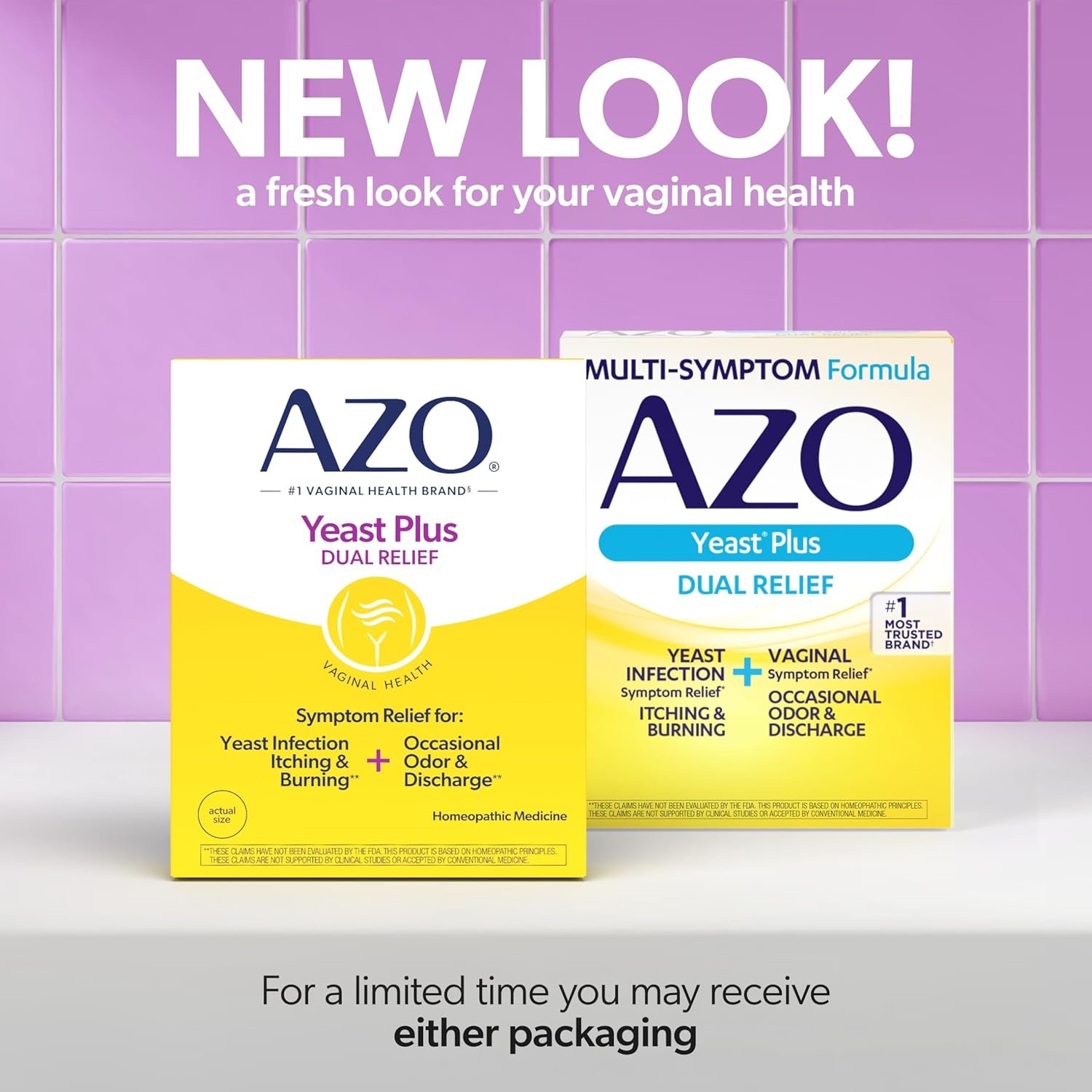 AZO Yeast Plus Dual Homeopathic Yeast Infection Symptom Relief for Women–Vaginal Itching & Burning + Odor & Discharge, Intimate Health Tablets, 2 Pack (60 Count x2), from the #1 Vaginal Health Brand! - Image 2