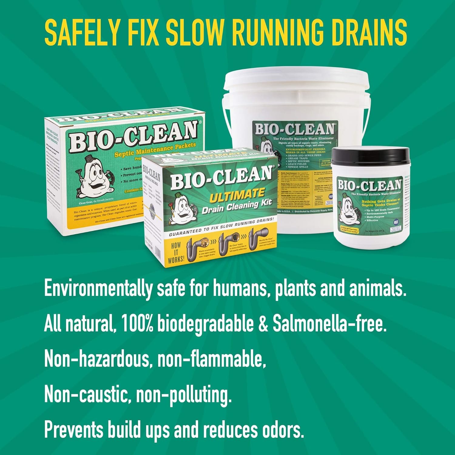 Bio-Clean Drain Septic 2# Can Cleans Drains- Septic Tanks - Grease Traps All Natural and 100% Guaranteed No Caustic Chemicals! Removes fats Oil and Grease, Completely Cleans Your System. - Image 4